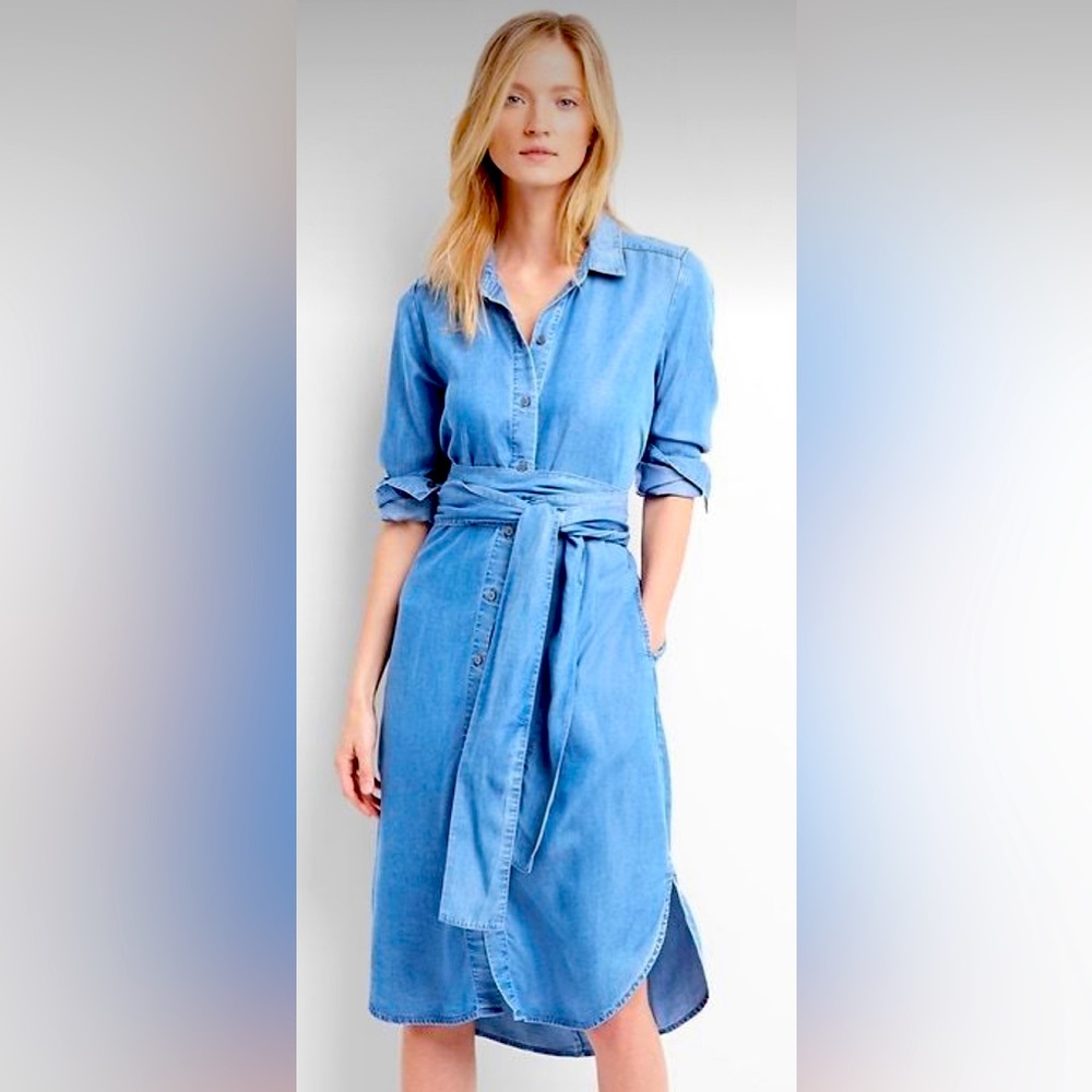 GAP Tencel Tie-waist Midi Shirt Dress